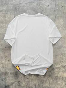 LOONEY TUNES X SHEIN Men's Casual Everyday Commute Funny Cartoon Letter & Star Print Short Sleeve T-Shirt, Summer - White - View 2