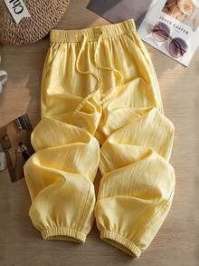 Franclia Women's New Casual Cinched Waist Tapered Leg Pants, Suitable For Spring/Summer Daily Wear And Commuting - Yellow - View 1