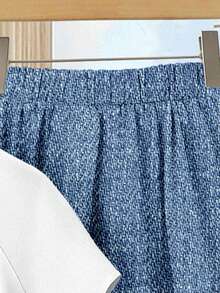 Rusticease 两件套女士蓝色爱心图案度假休闲上衣+蓝色半裙套装 - 夏季波西米亚风半裙套装，适合海滩、邮轮、音乐节、演唱会、婚礼宾客、城市旅行、海岛度假及乡村穿着 - 彩色 - 查看 6