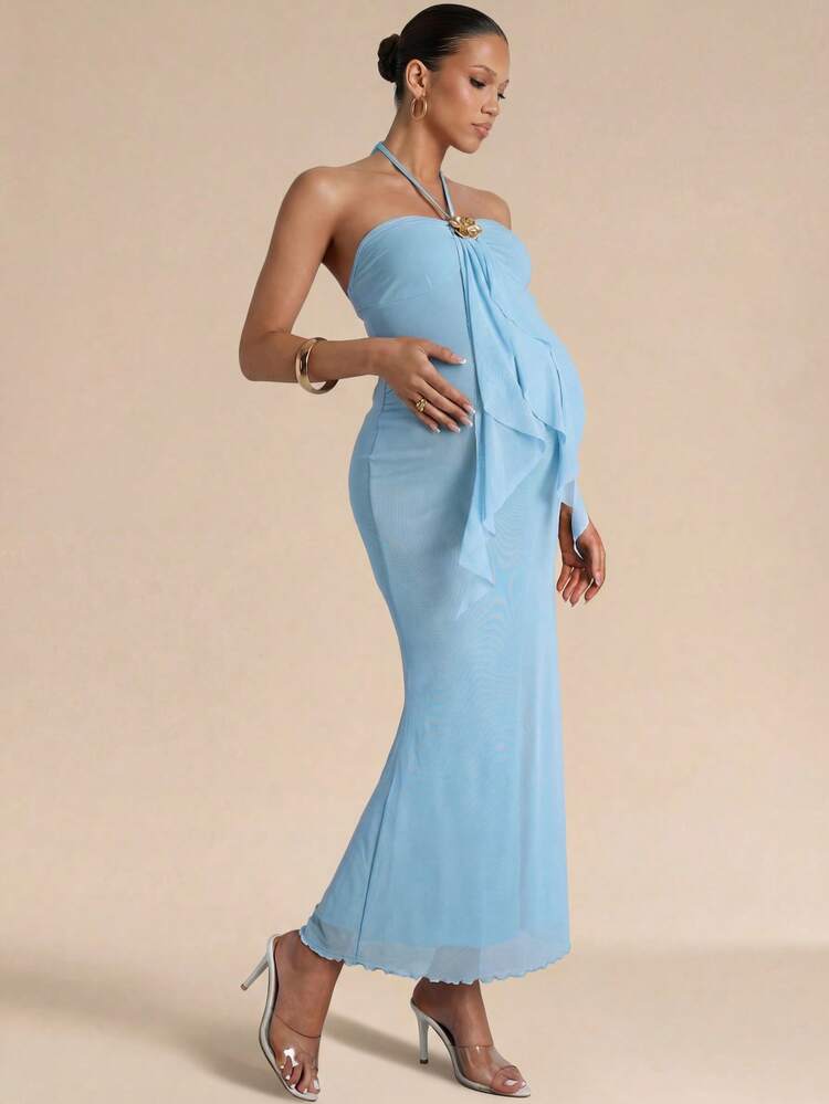 maternity baby shower dress blue Light Sheer Tulle dress, gown, Maternity dress, dress, Maternity for photo shoot Dress can be also tailored with with long 60 inches train Long light blue Maternity gown,
