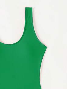 Swim SXY 2026 女士纯色时尚休闲连体泳衣 - 綠色 - 查看 3