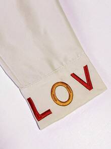 Franclia Classic Striped Long Sleeve Shirt, Delicate Embroidered Pattern, Loose And Comfortable Fit - Apricot - View 5