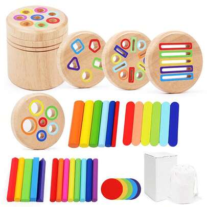 MINKOJA A Wooden 5-In-1 Multifunctional Magnetic Color Sorting Cup, A Game For Color Sorting And Counting Practice, Perfect As A Birthday Gift For Kids,Wooden Toys(Suitable For Ages 3+)