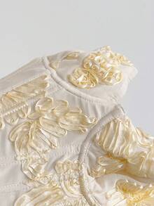 Soleia 优雅的3D立体花卉鱼骨纹文胸上衣，夏季 - 杏色 - 查看 6