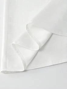Lyxana Blouse ample en satin blanc perlé à encolure en V et manches à volants, avec ceinture, style élégant français pour femmes en été - Blanc - Voir 4