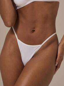 MUSERA ESSENTIALS Conjunto de 3 piezas de tanga de algodón de pierna alta para uso diario, ideal para primavera, verano, vacaciones y días festivos - Multicolor - Ver 2