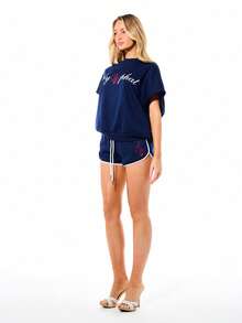 BABYPHAT Printed Crew Neck Sleeveless Sweatshirt Tank Top With Contrast White Trim For Casual Summer Wear - Royal Blue - View 6