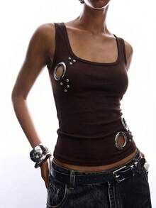 LYSMO 2026 Minimalist Coffee Brown Backless Halter Top, Suitable For Spring/Summer, New Valentine's Day Collection - Coffee Brown - View 3