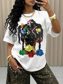 Rovax American Girl Style Braided Print T-Shirt - White - View 1