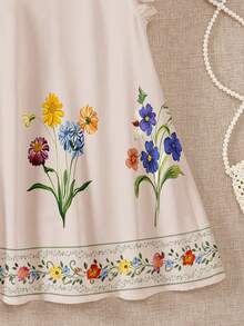 SHEIN LMoss Kids Đầm bé trai kiểu dáng thường ngày, in họa tiết hoa, tay bồng, dáng rộng, thích hợp cho mùa hè. - Nhiều màu - Xem 6