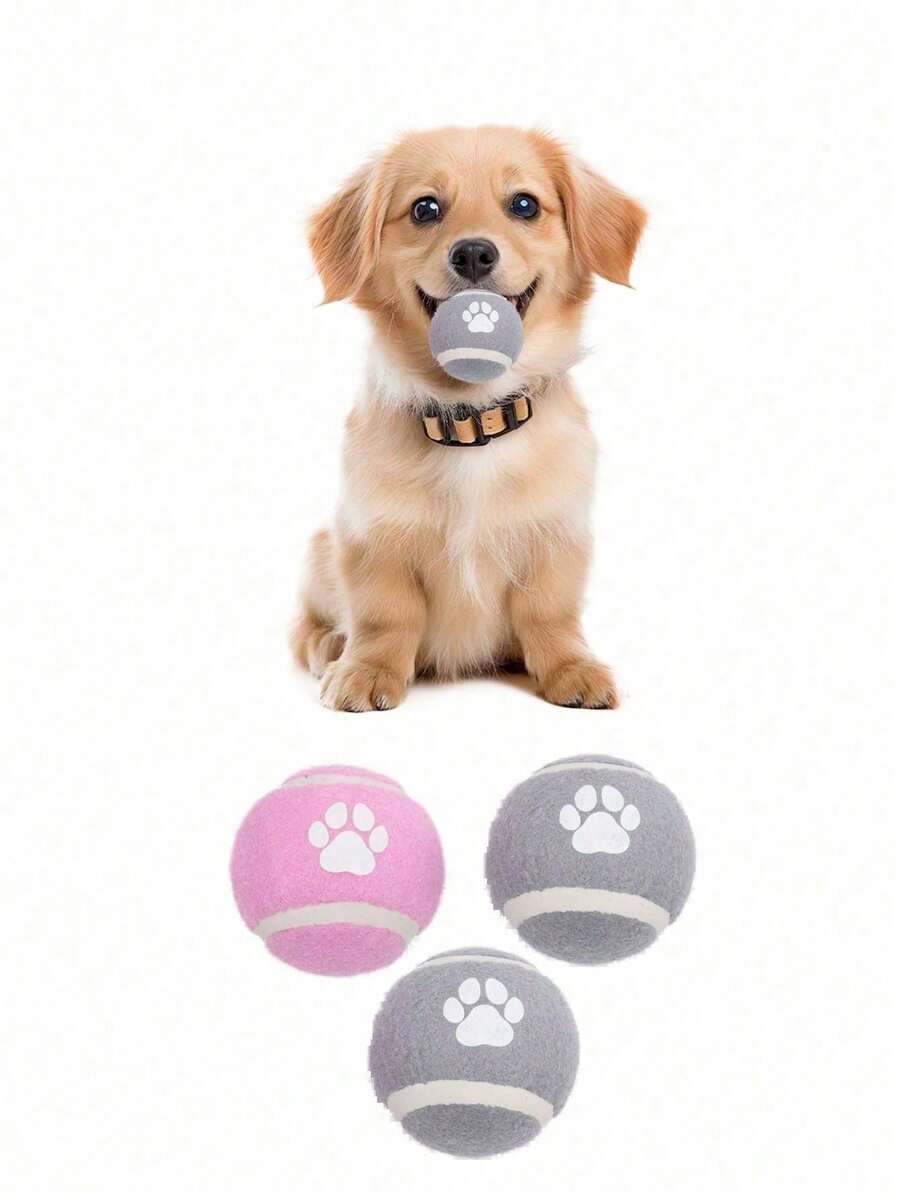 Dog Toy Footprints Pattern Elastic Ball Toys, Used For Training And Interactive Pet Toys - Multicolor - View 1
