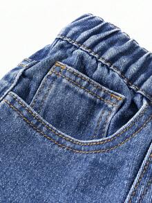 Teen GirlCasual Retro Washed Blue Straight Leg Jeans, Fashionable & Versatile - Blue - View 6