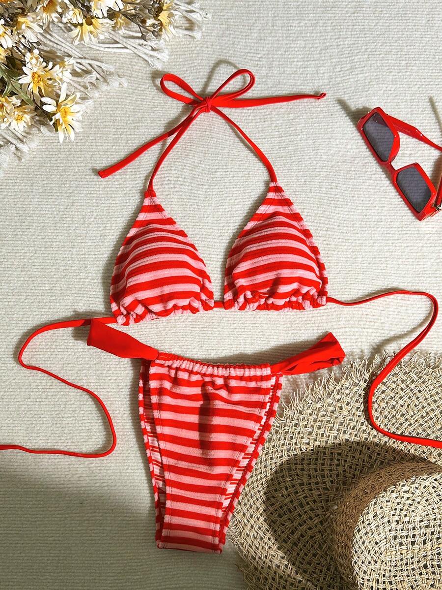 Swim Vcay Women's Striped Swimwear Set For Beach Vacation - Multicolor - View 1