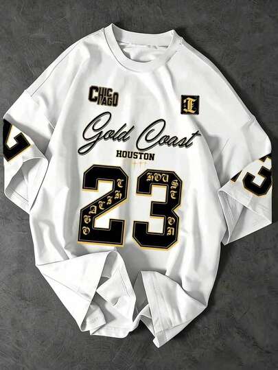 Manfinity EMRG 男士休闲23号图案白色短袖T恤