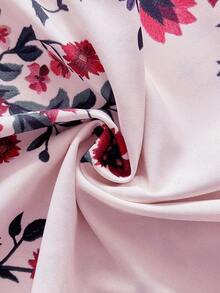 SHEIN CURVE+ Curve 尺码 US22 音乐节、海滨度假、波西米亚风女士花卉印花灯笼袖纽扣设计优雅连衣裙 - 粉色 - 查看 7