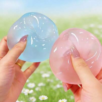 POKOJA LAND 2个可塑形慢回弹蓝色椰子油手工挤压球，6厘米圆形麦芽减压挤压玩具，适合作为理想的节日礼物、趣味可爱礼物、生日礼物、复活节礼物、万圣节礼物、圣诞节礼物、派对礼品填充物。