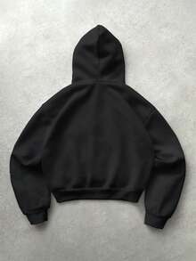 PAVTROS Men's Elastic Solid Color Street Style Grey Sweatshirt, Men's Sportswear, Men's Pullover Pullover Sweatshirt - Black - View 2