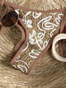 Swim Vcay 2026 New Spring/Summer Women 2pcs Swimsuit Set, Special Fabric Beach Vacation Elegant Casual Swimwear - Brown - View 5