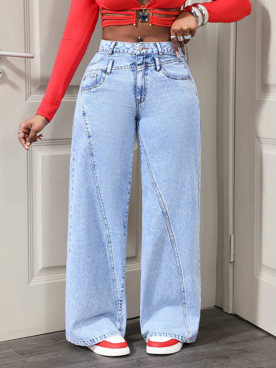 BamGleam Women's Casual Denim Jeans - Blue - View 1