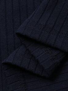 DAZY Women's Loose Fit T-Shirt Dress With Woven Label Decor, Casual Loungewear, Autumn/Winter - Blue - View 7