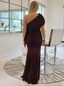Cioccolato El vestido burdeos con una falda acampanada fluida es elegante y sofisticado, adecuado para vacaciones, bodas, cumpleaños, graduaciones y otras ocasiones. El corte ajustado lo convierte en una excelente opción para el otoño, disfraces de Navidad, disfraces de Halloween, atuendo para citas, atuendo de invitado de boda y atuendo formal de invitado de boda. - Rojo violeta - Ver 2