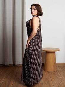Lupita Cardoza Women Polka Dot Print Backless Strap Dress Party - Brown - View 6
