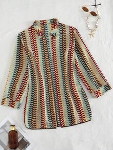 Bonvoyette 女士宽松长袖连衣裙，带领，休闲度假装 - 彩色 - 查看 1