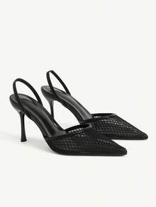 CUCCOO CHICEST Pointed Toe Breathable Mesh Hollow-Out Fashionable Elegant Sexy Stiletto High Heels For Party - Black - View 1
