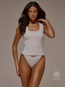 MUSERA ESSENTIALS Camiseta de tirantes ajustada con cuello de pico acanalado, esencial básica casual para primavera, verano, vacaciones y uso diario - Gris Claro - Ver 1