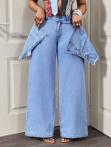 Slaydiva Quần jean denim tua rua thời trang thường ngày dành cho nữ - Màu xanh lam - Xem 6