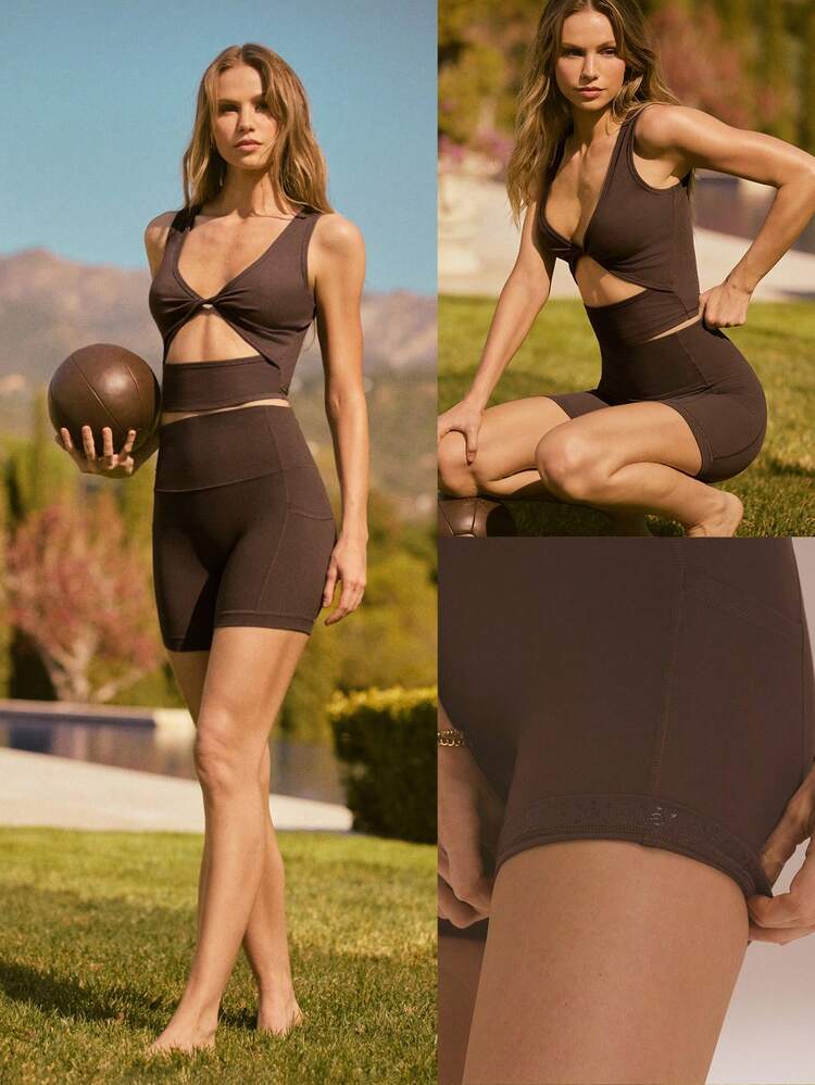 6" FeatherFit™ Making Moves Buttery-Soft Stretchy Sweat-Wicking Seamless Front Tummy Control High-Waist Side Pockets Anti-Slip Biker Shorts Low Impact Yoga Pilates Studio Cycling Gym Workout Daily Active Wear