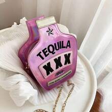 Joivida Laser Sequin Wine Bottle Shaped Shoulder Bag For Women Creative Reflective Personalized Embroidered Letter Crossbody Bag For Daily Commute Shopping Dating Party Photo Taking Fashion Handbag - multicolor - View 12