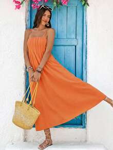 Vivid Eden Đầm hai dây màu trơn dáng casual cho nữ, trang phục mùa hè, quần áo mùa hè, trang phục mùa xuân cho nữ, đầm mùa xuân cho nữ, trang phục đi biển cho nữ, trang phục đi chơi, đầm sinh nhật, trang phục ngày lễ, đầm màu cam, đầm casual cho nữ, đầm thanh lịch dự tiệc cho nữ, đầm đi nghỉ mát màu cam, đầm hè casual, đầm maxi màu cam, đầm hè casual cho nữ, đầm hè cho nữ, trang phục nghỉ dưỡng cho nữ, đầm đi nghỉ mát cho nữ, đầm dài cho nữ. - Màu Cam san hô - Xem 3