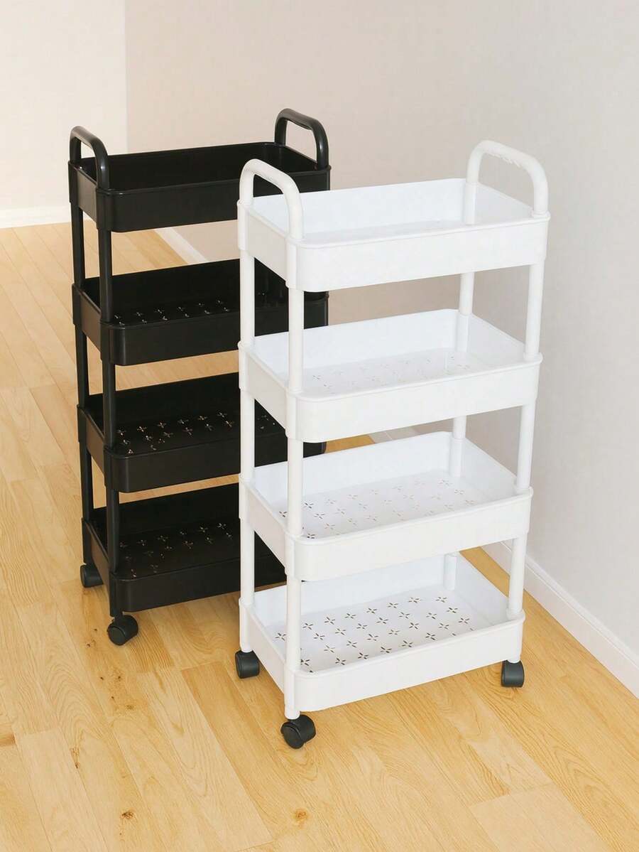 5/4/3 Tier Storage Cart - Durable Plastic Material, Easy To Move, Suitable For Kitchen, Bathroom, Bedroom - (Easy To Move And Convenient) Black & White Underwear Storage Box, Thickened Tube, Strong Load-Bearing, Multi-Layer Storage Rack, Suitable For Kitchen, Bedroom And Outdoor Camping, Durable Plastic Design, Multi-Functional Storage Cart | Modern Storage Rack | Sturdy Storage Rack, Halloween, Christmas Gift - Multicolor - View 1
