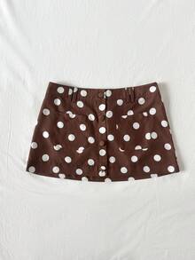 Soleia 女士棕色波点亚麻修身迷你裙，复古优雅，适合假日、休闲、度假、约会、下午茶、音乐节、波西米亚风等场合。 - 彩色 - 查看 6