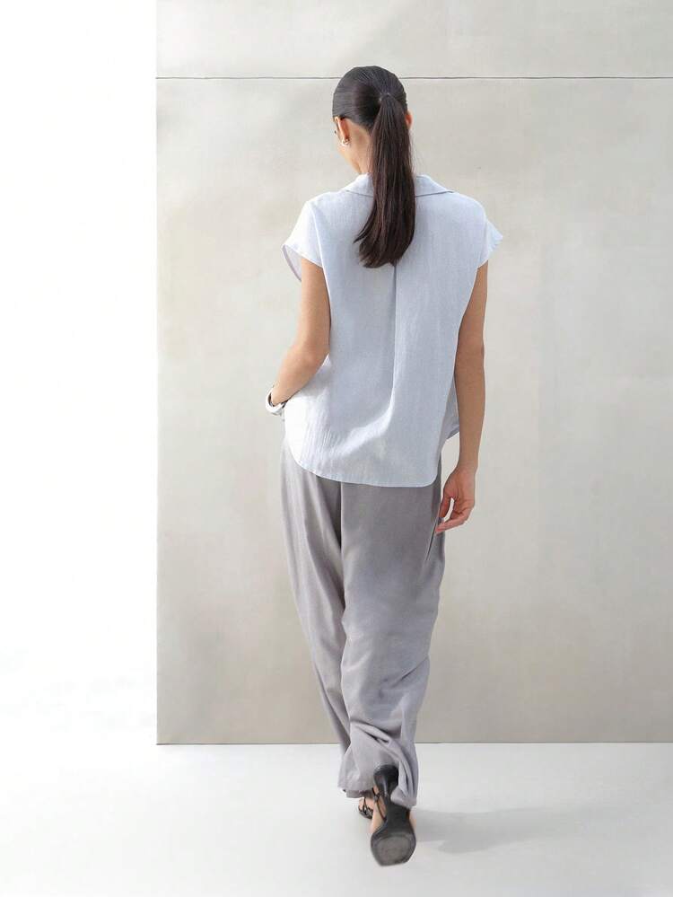 KSTM Women's High Rise Wide Leg Pleated Palazzo Pants Casual Loose Fit Flowing Trousers For Spring Summer