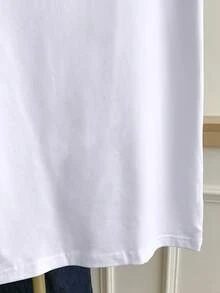 Resyla 女式拼色圆领短袖休闲百搭T恤 - 白色 - 查看 5