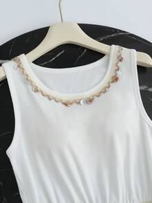 GlowEve 新款夏季贝壳流苏设计无袖女式连衣裙 - 白色 - 查看 4