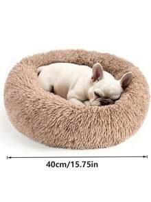 1 chiếc ổ nằm tròn ấm áp, mềm mại và sang trọng cho thú cưng, đệm tròn lông dài mềm mại cho mùa đông, giữ ấm cổ cho thú cưng, phù hợp cho mèo và chó lớn, vừa và nhỏ. - Cà phê nâu - Xem 3