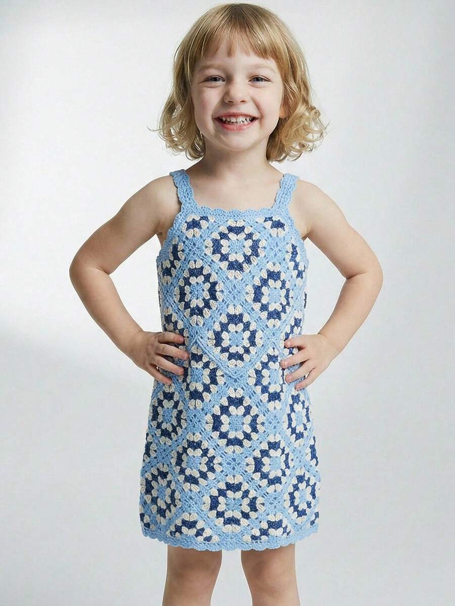 Maija Kids Maija Kids 女童 1 件海軍藍仙女風優雅都市學院風花卉印花細肩帶秋季洋裝,適合返校季與休閒日常穿著 - 彩色 - 查看 1