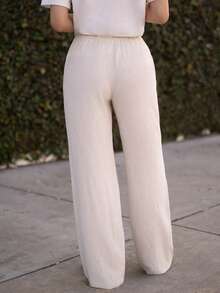 Andrea Bello 女士休闲百搭宽松抽绳裤 - 杏色 - 查看 2