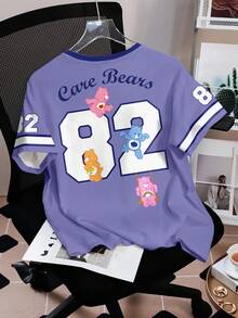SHEIN X Care Bears Women's Round Neck Letter & Number Print Casual Versatile Daily Wear Short Sleeve T-Shirt - White - View 2