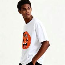 Camiseta de manga corta impresa con , suelta,moda, estilo deportivo puede ser como pareja, regalo parahombres, regalo para mujeres GA4H - Negro - Ver 9