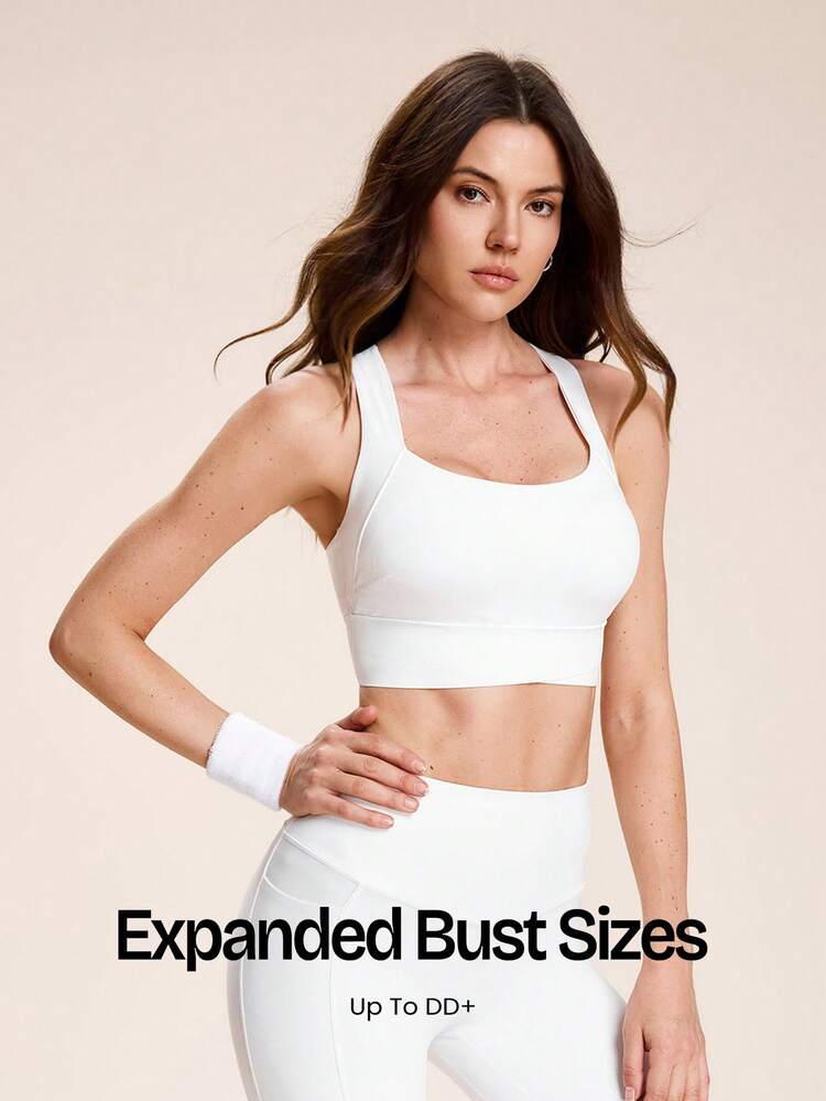 DD+ FeatherFit™-Sculpt Support & Shine Buttery-Soft Non-See-Through Compressive Stretchy Crossback Design Removable Cups Cropped Tank Top Low Impact Yoga Pilates Studio Pilates Daily Active Wear