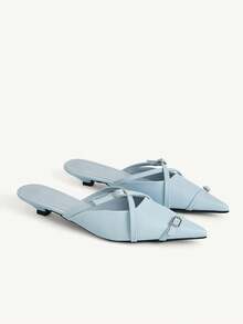 CUCCOO CHICEST Ballet Lace-Up Straps Pointed Kitten Heel Stiletto High Heels Small Shoes Leather Shoes - Blue - View 2