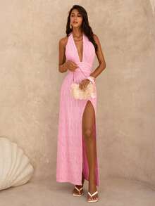 Glamine 女士时尚新款度假优雅派对夏季沙滩连衣裙 - 粉色 - 查看 3