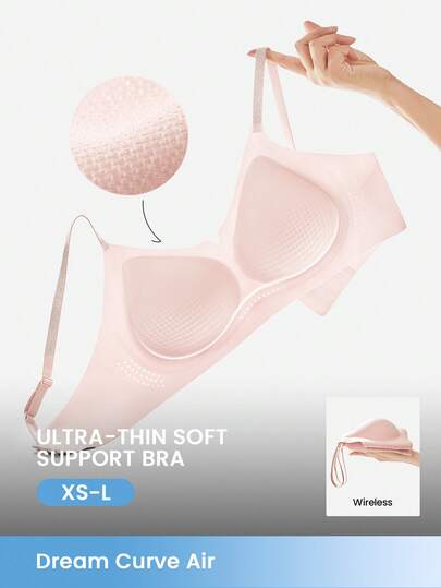 LUVLETTE Sujetador sin costuras, transpirable y sin costuras Dream Curve Air Wireless, con escote en V y sin marcas, ropa interior básica de color rosa, también adecuado para adolescentes, jóvenes y niños