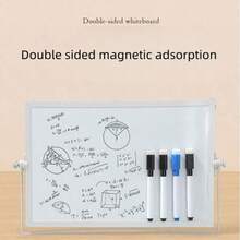 1pc Random Aluminum Alloy Frame Tabletop Whiteboard, Double-Sided Folding Magnetic Dry Erase Board, Office Supplies Back To School - White - View 5