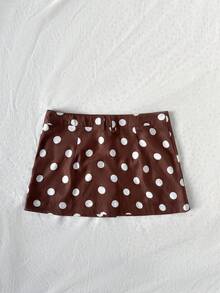 Soleia 女士棕色波点亚麻修身迷你裙，复古优雅，适合假日、休闲、度假、约会、下午茶、音乐节、波西米亚风等场合。 - 彩色 - 查看 2