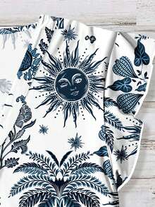 EMERY ROSE Women's Casual Coconut Tree & Sun Print Shirt, Suitable For Summer Vacation - Green - View 4